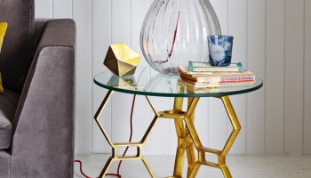 Gold coffee table geomteric