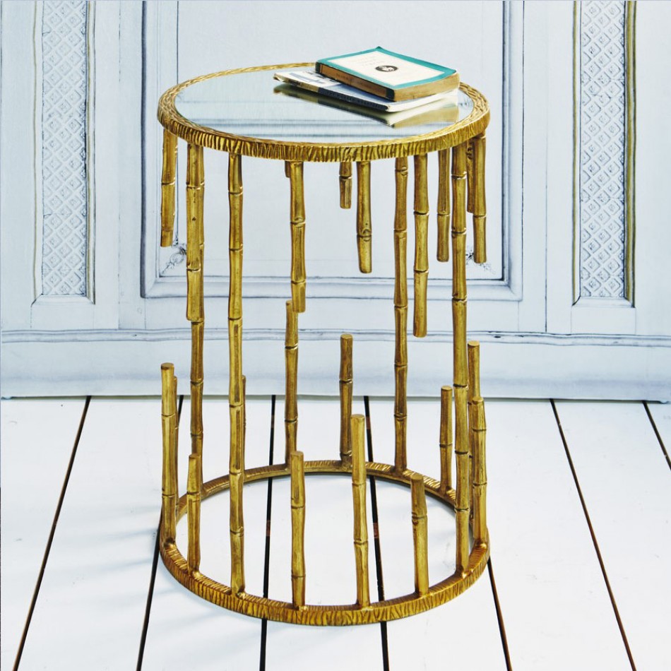 Gold bamboo side table