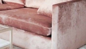 Pink velvet sofa